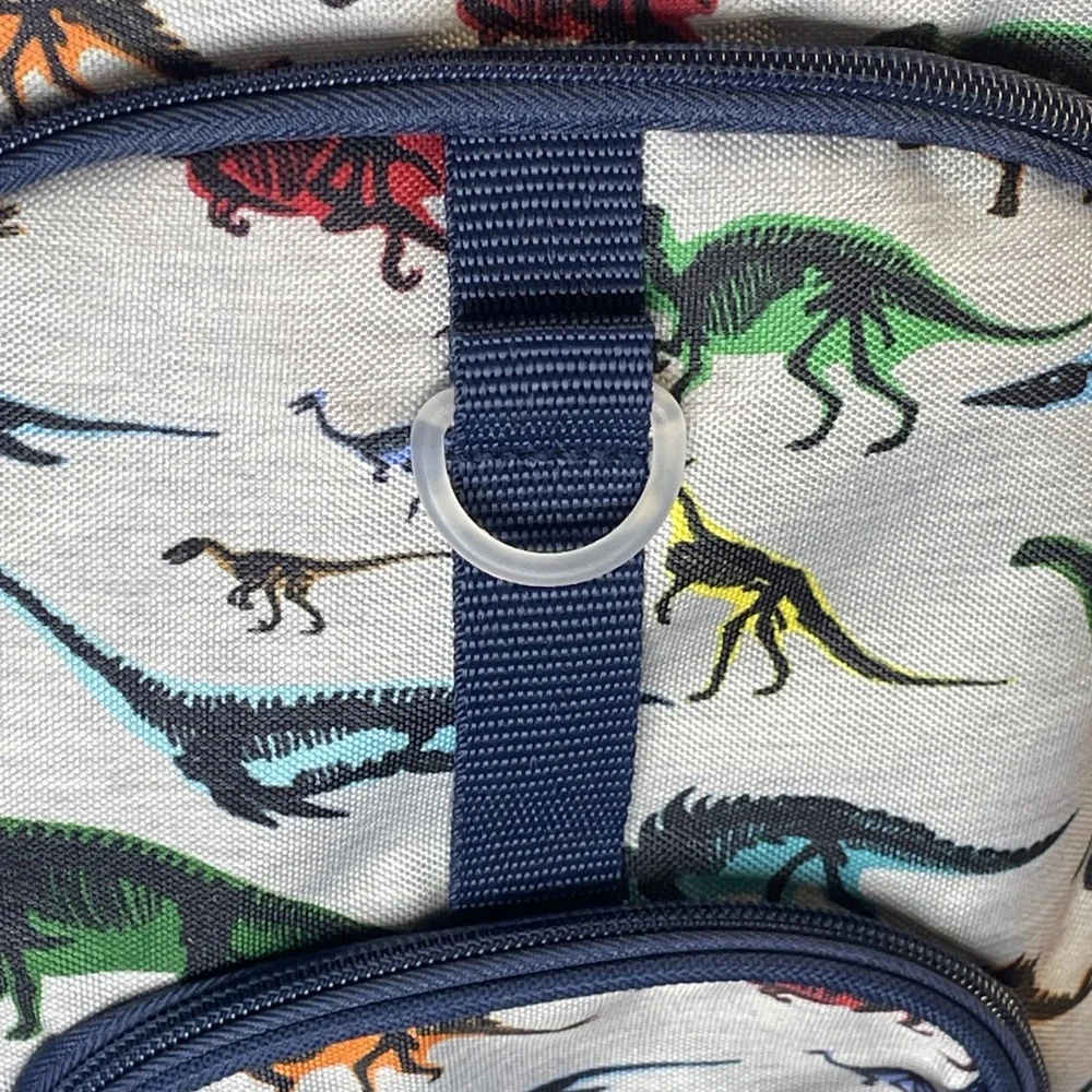 Tommy Bahama Kids Backpack Bag Navy Blue/Grey Colorful Dinosaurs 4 Zip Pockets